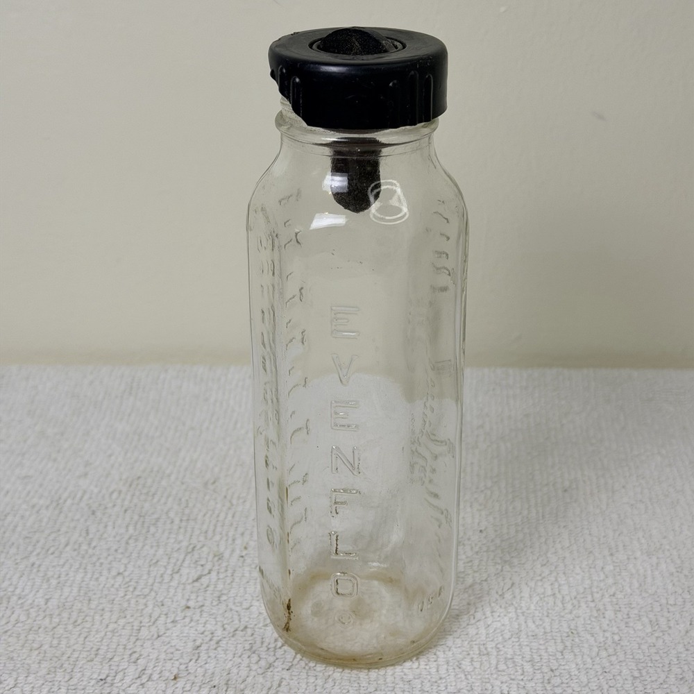 Vintage Evenflo Glass Baby Bottle 8 oz Embossed with Cap & Nipple Collectible